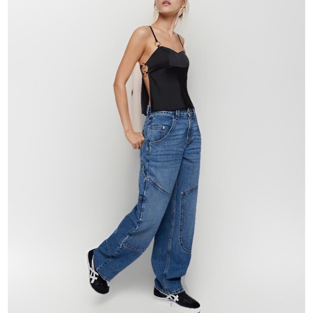 BDG Bella Baggy Carpenter Jeans Size 24 Double Knee Utility Y2K Skater Grunge